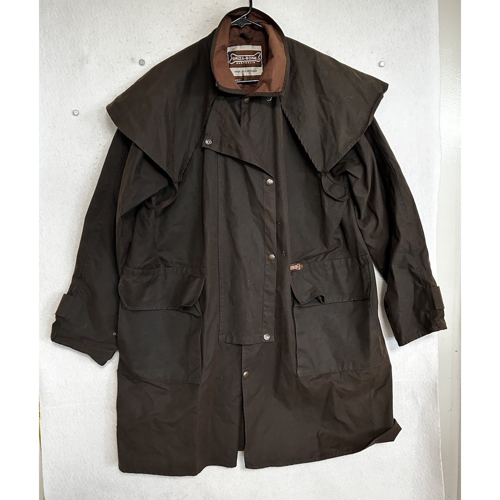 Driza Bone Australia Outback Wax Cotton Waterproof Brown Short Coat Jacket Sz M